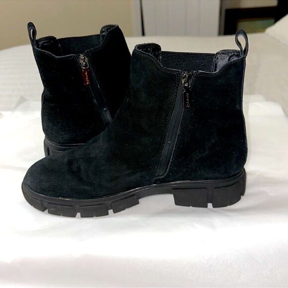 Blondo 11 Posey Black Suede Leather Waterproof Non Skid Rubber Sole Ankle Boots - Picture 3 of 11